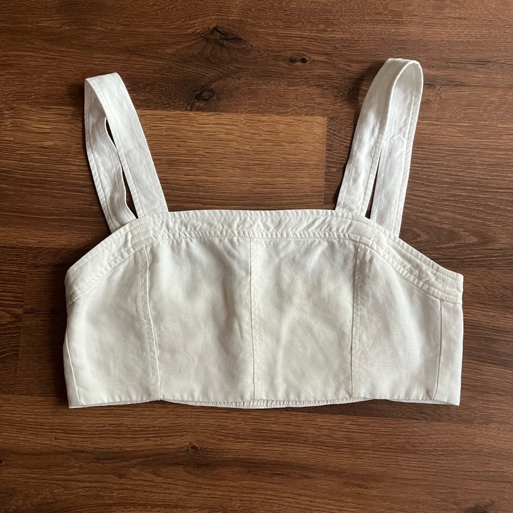 🤍 Wilfred WTH Square Neck Linen Blend Crop/Bra Tank | Size Small